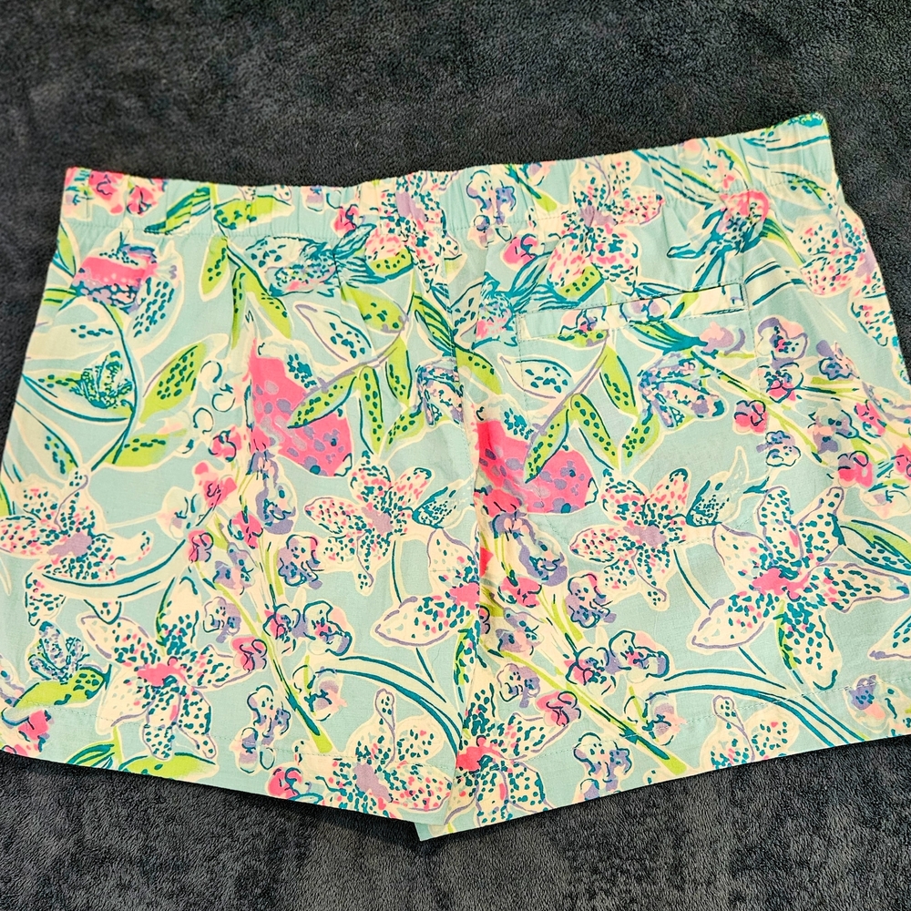 Sz 4 Lilly Pulitzer Ocean View Shorts. You've Been Spotted Porto Blue 5" Inseam - Picture 2 of 5